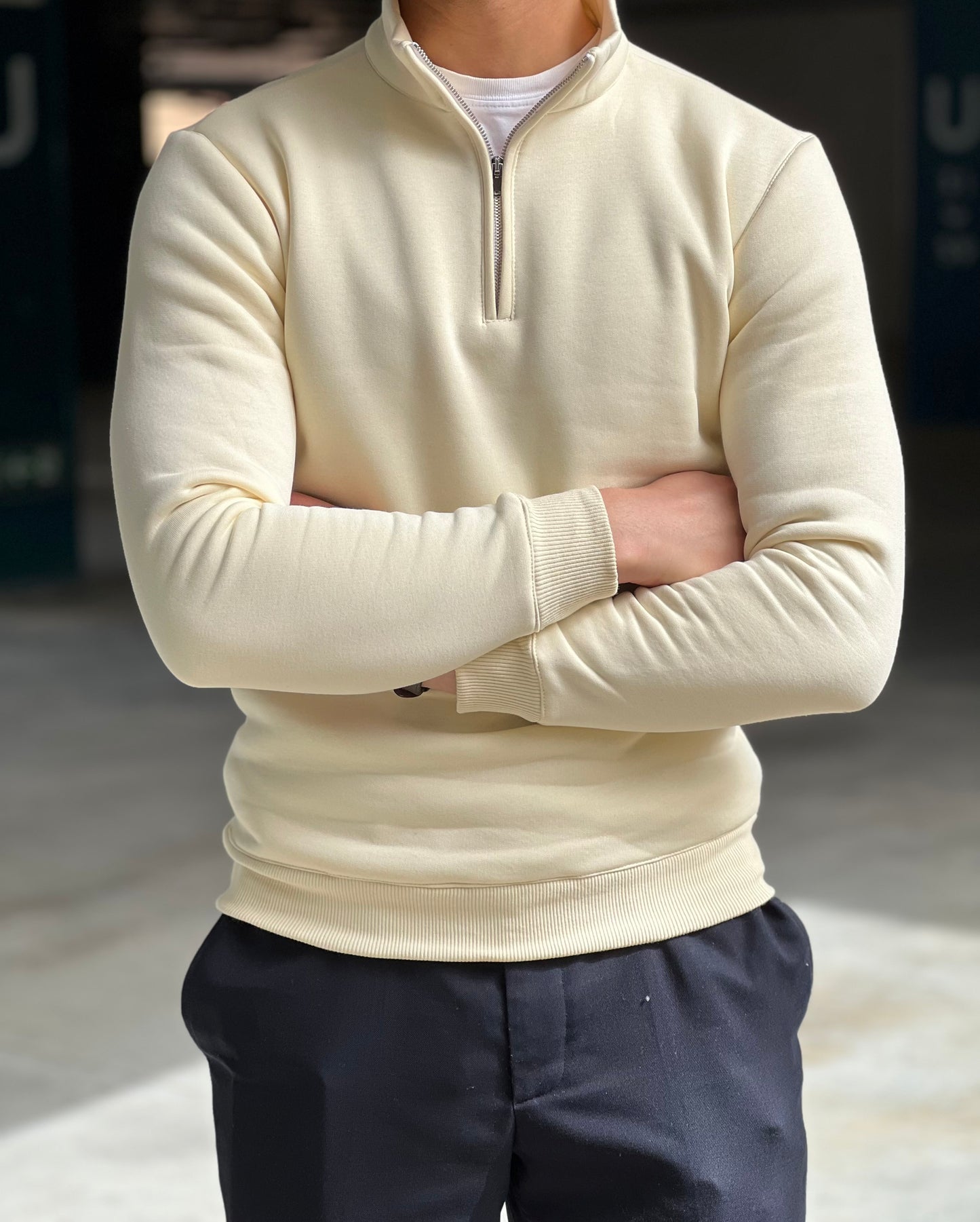 Cream quarter zip