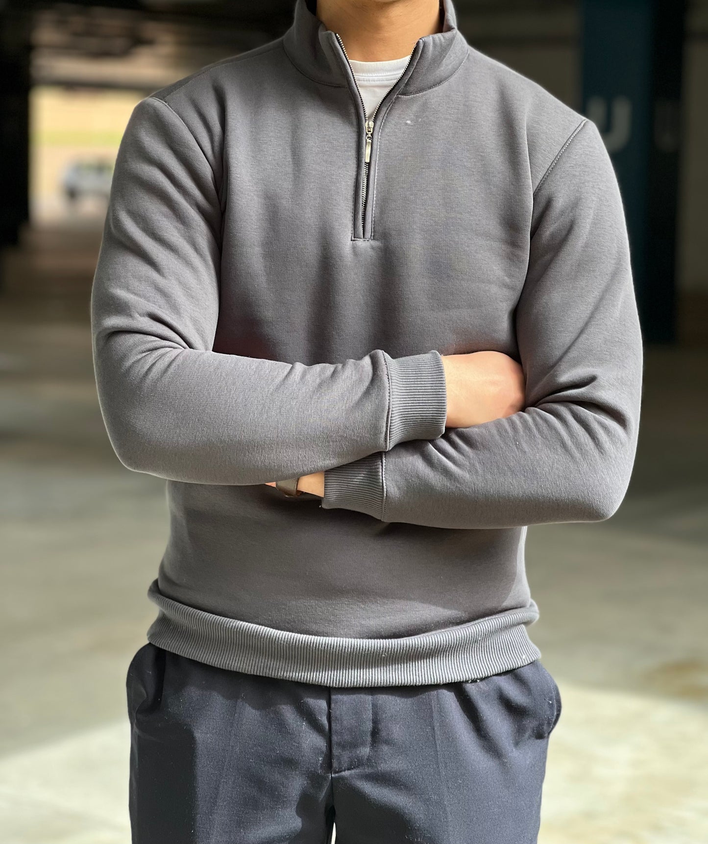 Grey quarter zip